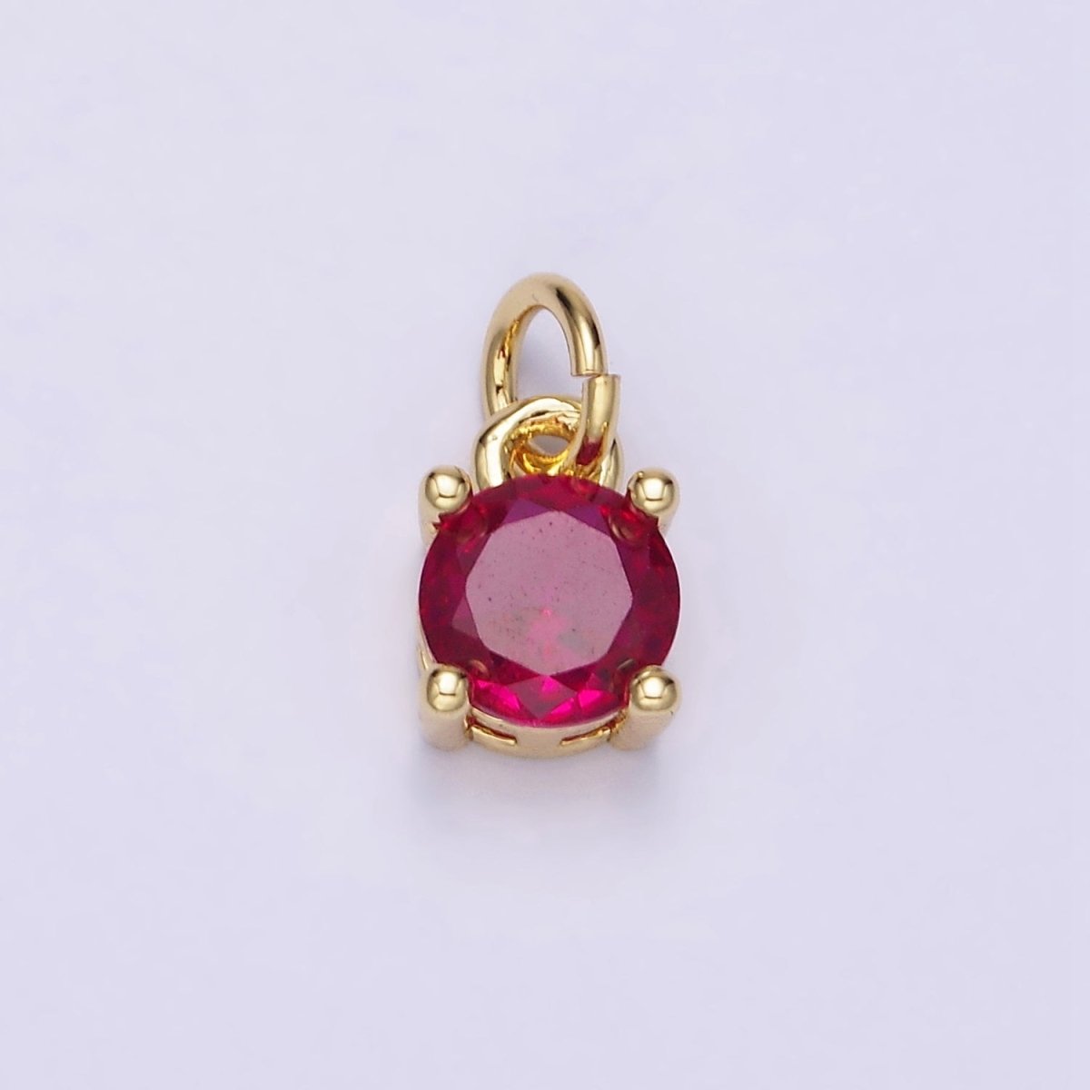 14K Gold Filled Round Birthstone CZ Solitaire Charm in Gold &amp; Silver | W509 - W520