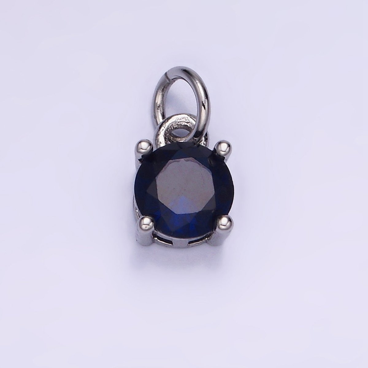 14K Gold Filled Round Birthstone CZ Solitaire Charm in Gold &amp; Silver | W509 - W520