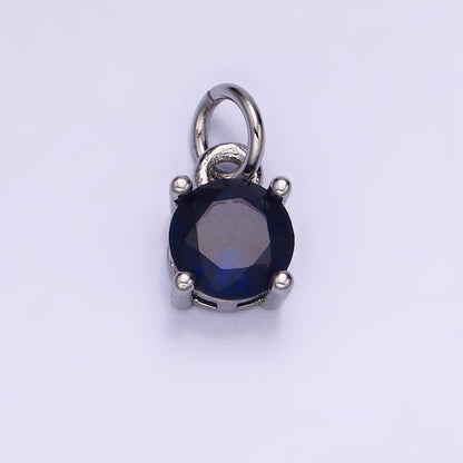 14K Gold Filled Round Birthstone CZ Solitaire Charm in Gold &amp; Silver | W509 - W520