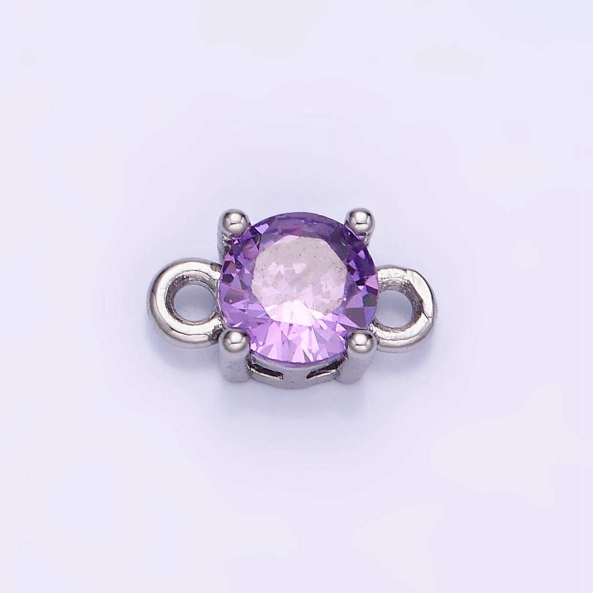14K Gold Filled Round Birthstone CZ Solitaire Connector in Gold &amp; Silver | G297 - G308