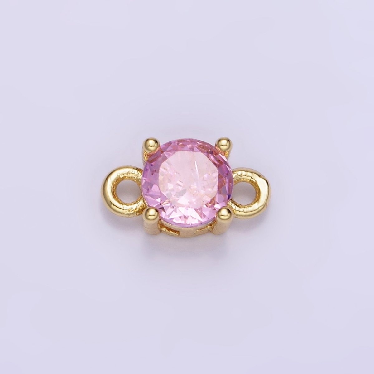 14K Gold Filled Round Birthstone CZ Solitaire Connector in Gold &amp; Silver | G297 - G308