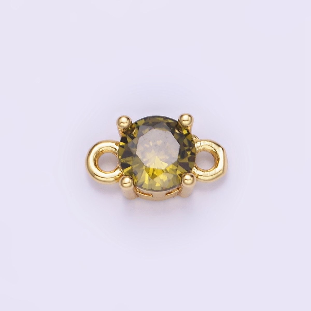 14K Gold Filled Round Birthstone CZ Solitaire Connector in Gold &amp; Silver | G297 - G308