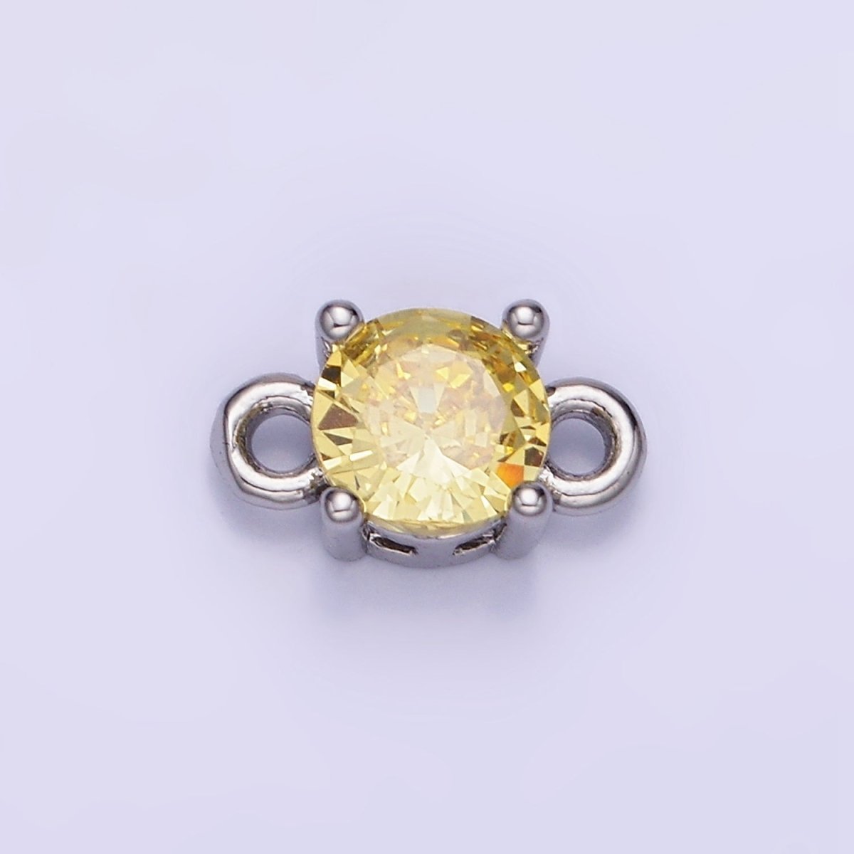14K Gold Filled Round Birthstone CZ Solitaire Connector in Gold &amp; Silver | G297 - G308