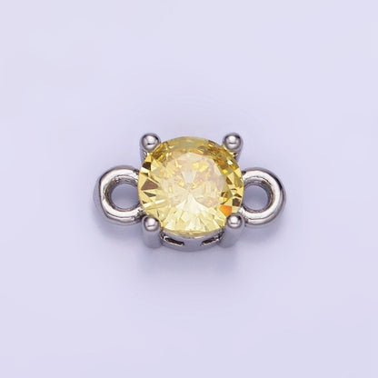 14K Gold Filled Round Birthstone CZ Solitaire Connector in Gold &amp; Silver | G297 - G308