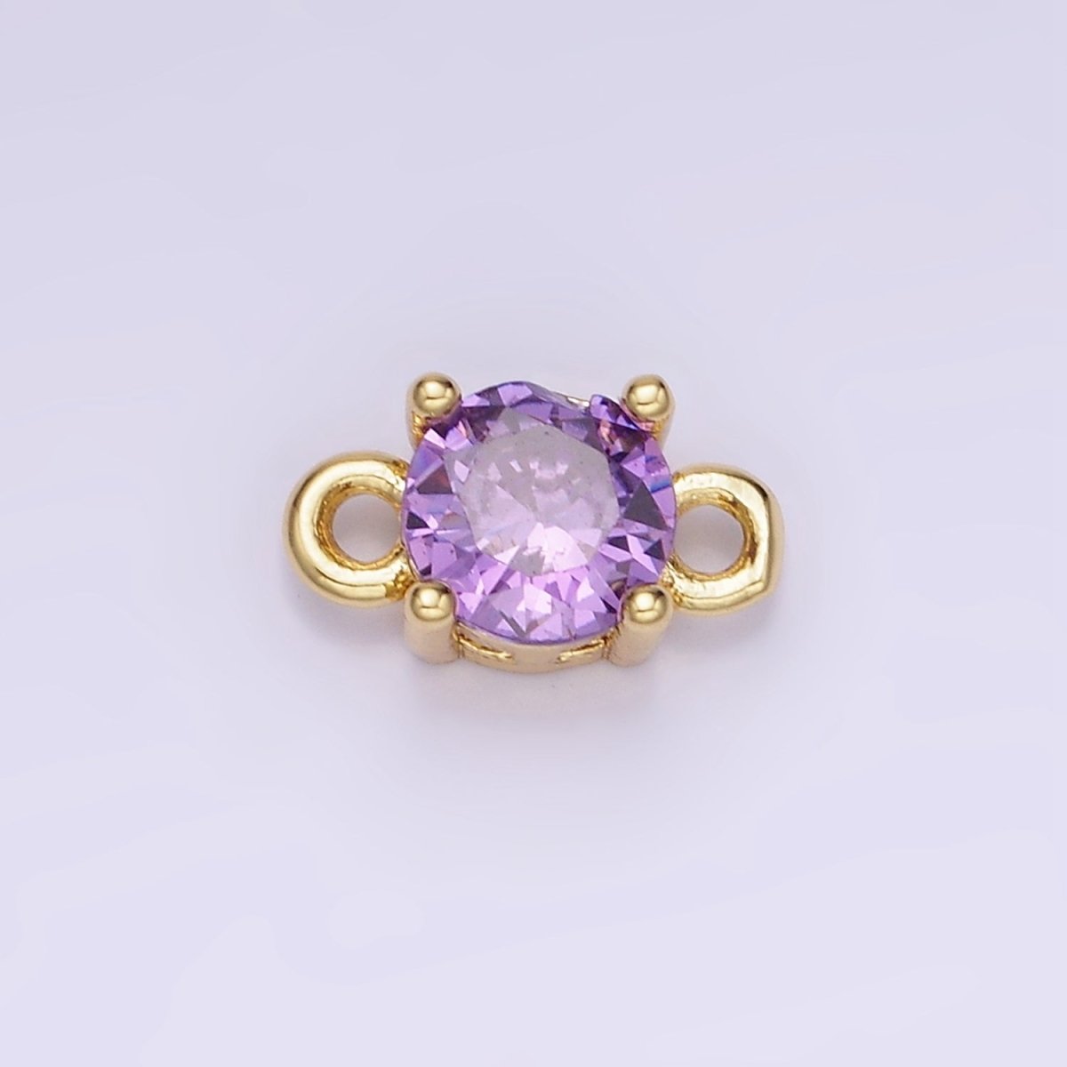 14K Gold Filled Round Birthstone CZ Solitaire Connector in Gold &amp; Silver | G297 - G308