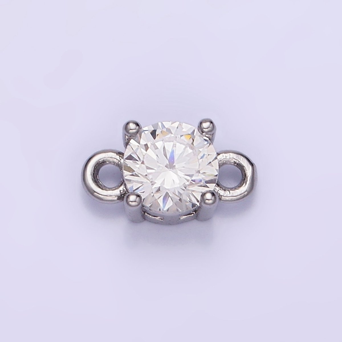 14K Gold Filled Round Birthstone CZ Solitaire Connector in Gold &amp; Silver | G297 - G308