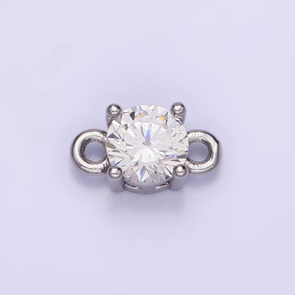 14K Gold Filled Round Birthstone CZ Solitaire Connector in Gold &amp; Silver | G297 - G308
