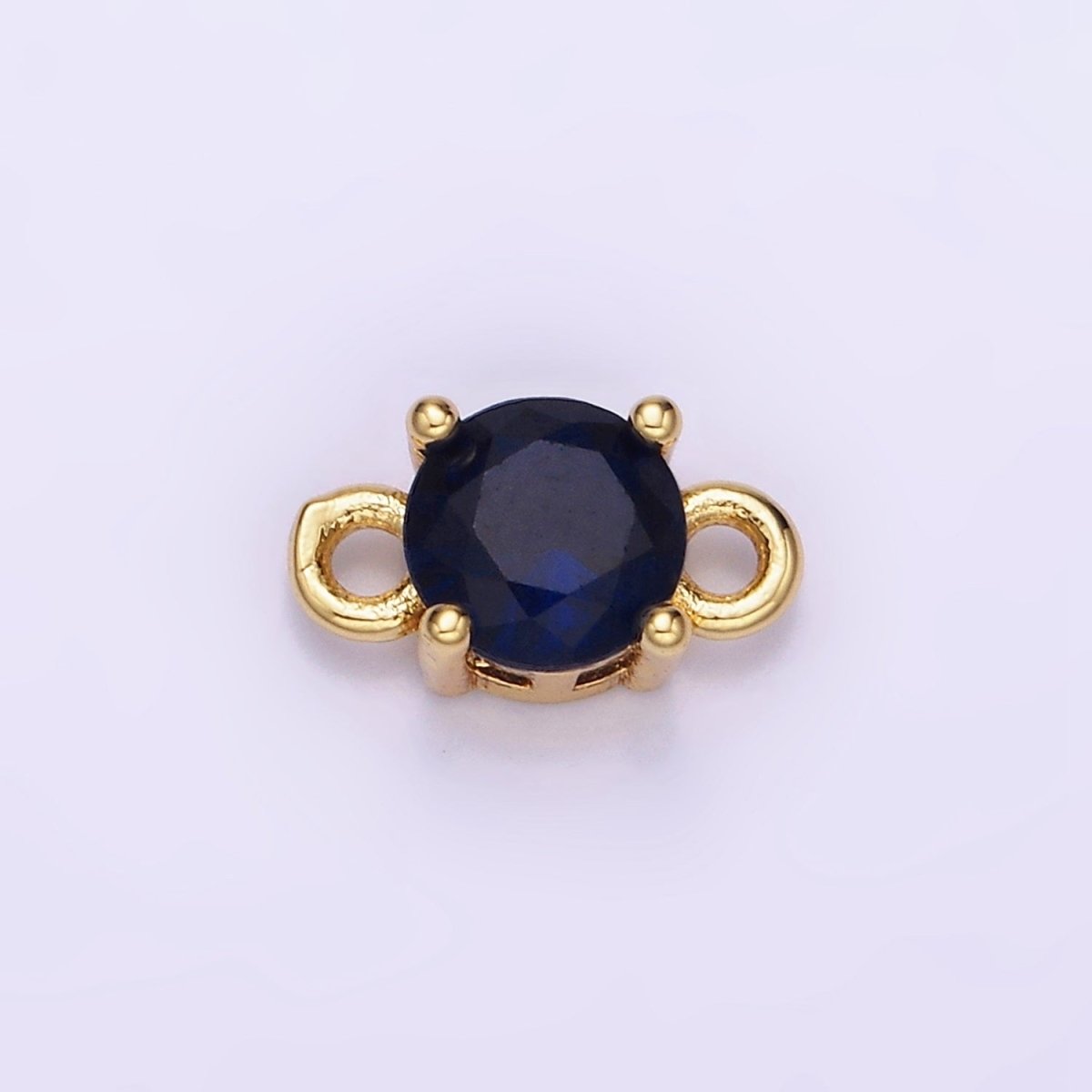 14K Gold Filled Round Birthstone CZ Solitaire Connector in Gold &amp; Silver | G297 - G308