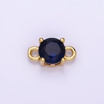 14K Gold Filled Round Birthstone CZ Solitaire Connector in Gold &amp; Silver | G297 - G308