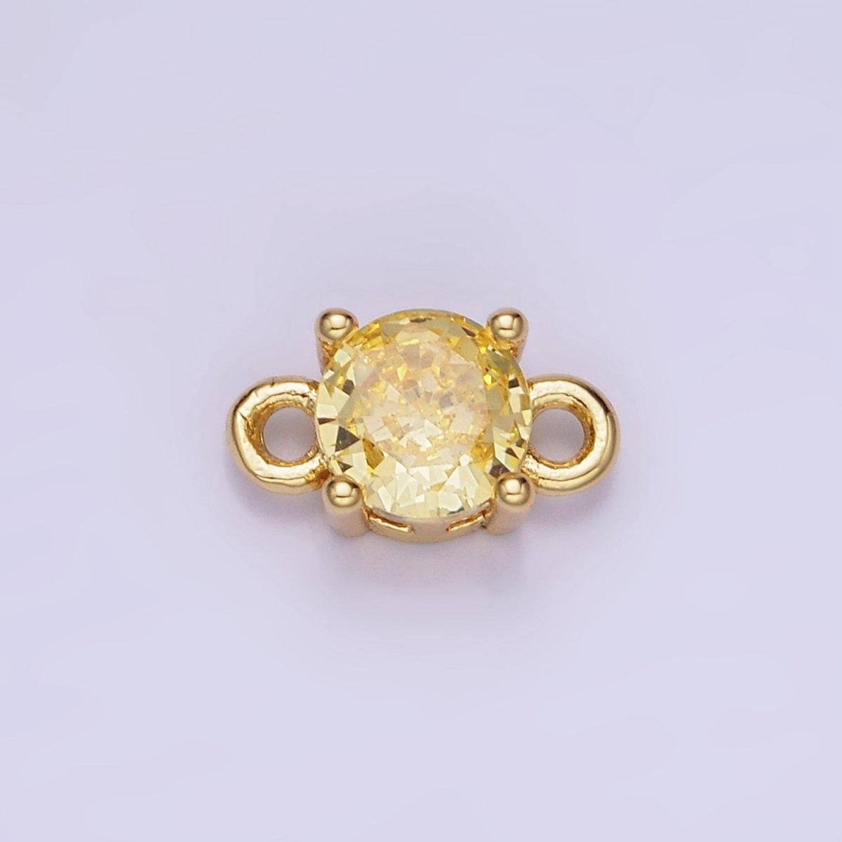 14K Gold Filled Round Birthstone CZ Solitaire Connector in Gold &amp; Silver | G297 - G308