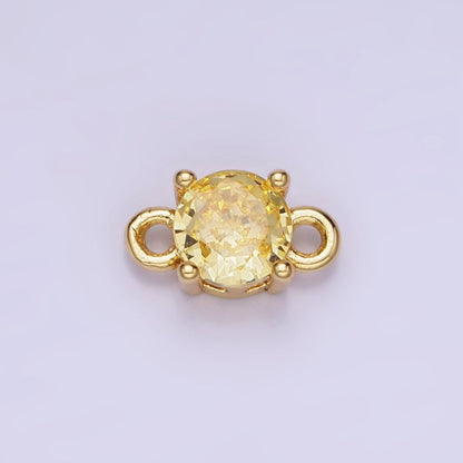 14K Gold Filled Round Birthstone CZ Solitaire Connector in Gold &amp; Silver | G297 - G308