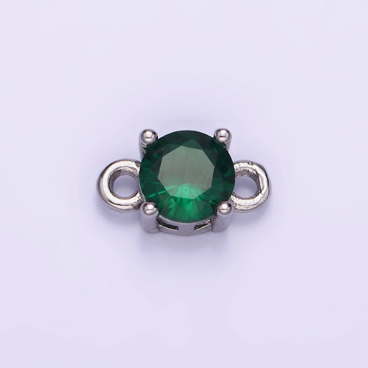 14K Gold Filled Round Birthstone CZ Solitaire Connector in Gold &amp; Silver | G297 - G308