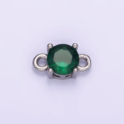 14K Gold Filled Round Birthstone CZ Solitaire Connector in Gold &amp; Silver | G297 - G308