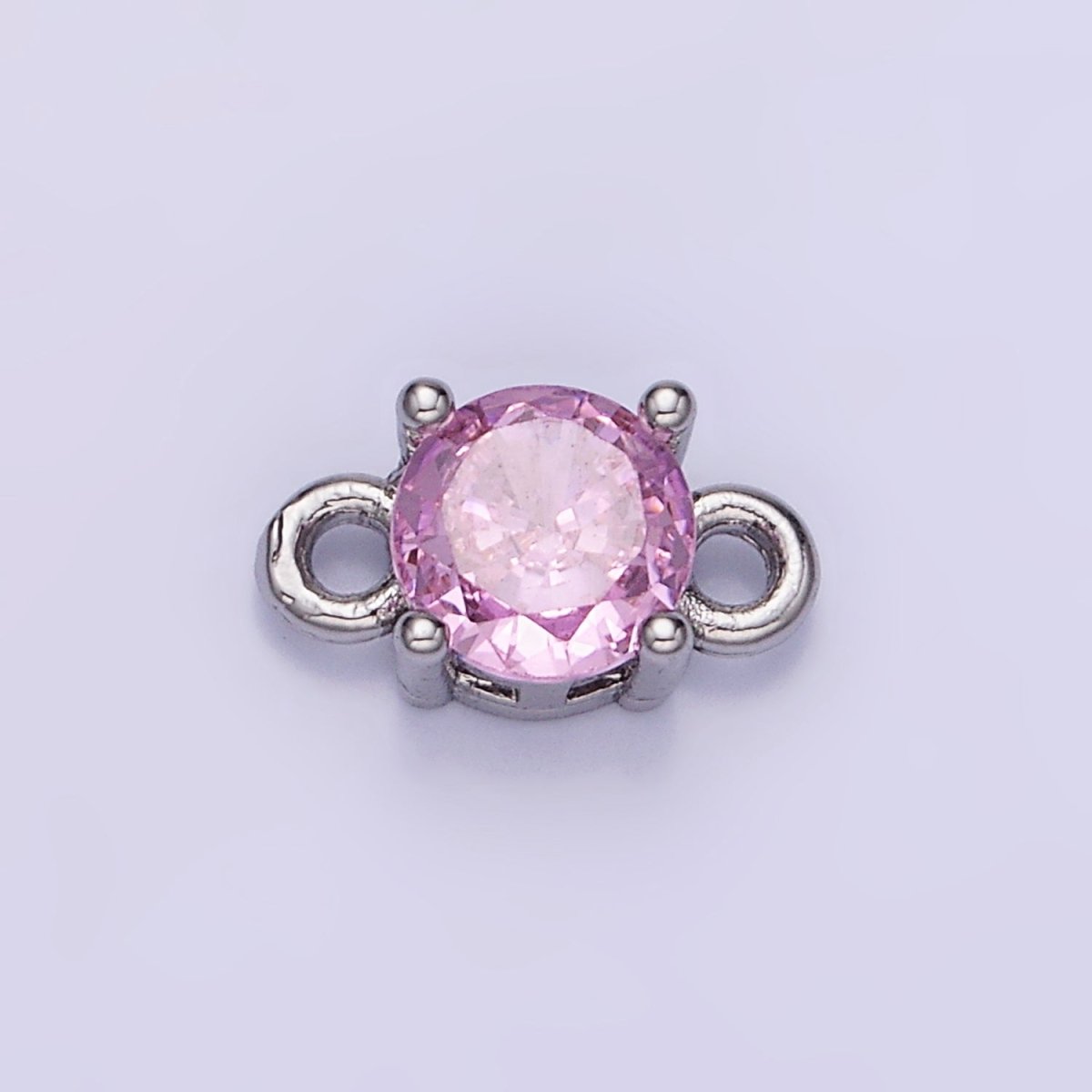 14K Gold Filled Round Birthstone CZ Solitaire Connector in Gold &amp; Silver | G297 - G308