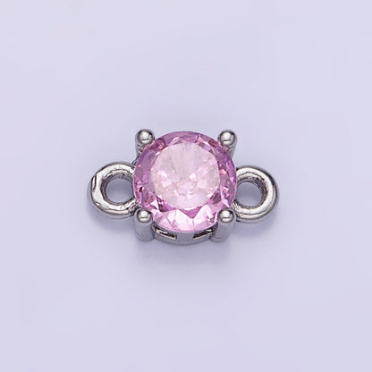 14K Gold Filled Round Birthstone CZ Solitaire Connector in Gold &amp; Silver | G297 - G308
