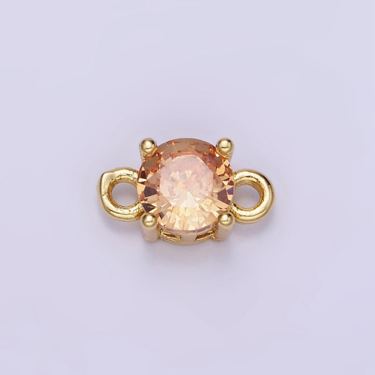 14K Gold Filled Round Birthstone CZ Solitaire Connector in Gold &amp; Silver | G297 - G308