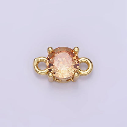 14K Gold Filled Round Birthstone CZ Solitaire Connector in Gold &amp; Silver | G297 - G308