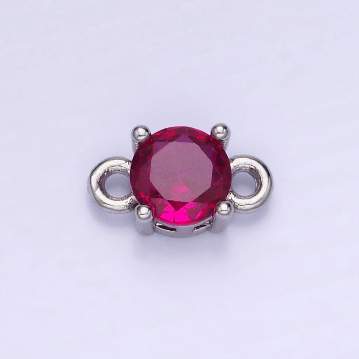 14K Gold Filled Round Birthstone CZ Solitaire Connector in Gold &amp; Silver | G297 - G308