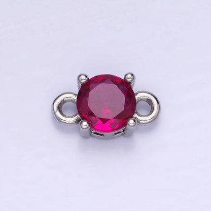 14K Gold Filled Round Birthstone CZ Solitaire Connector in Gold &amp; Silver | G297 - G308