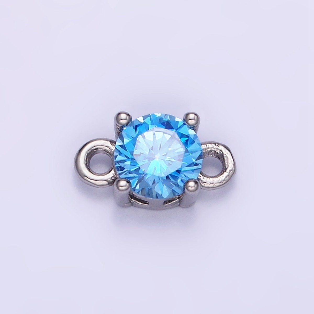 14K Gold Filled Round Birthstone CZ Solitaire Connector in Gold &amp; Silver | G297 - G308