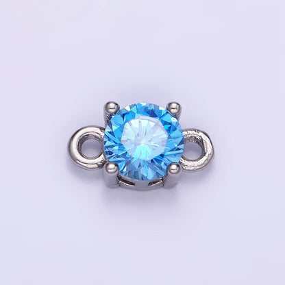 14K Gold Filled Round Birthstone CZ Solitaire Connector in Gold &amp; Silver | G297 - G308