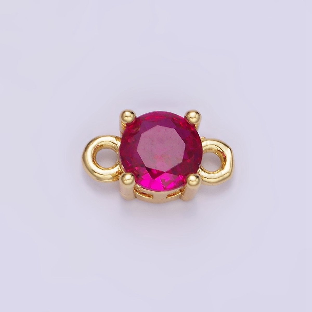 14K Gold Filled Round Birthstone CZ Solitaire Connector in Gold &amp; Silver | G297 - G308