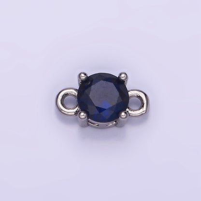 14K Gold Filled Round Birthstone CZ Solitaire Connector in Gold &amp; Silver | G297 - G308