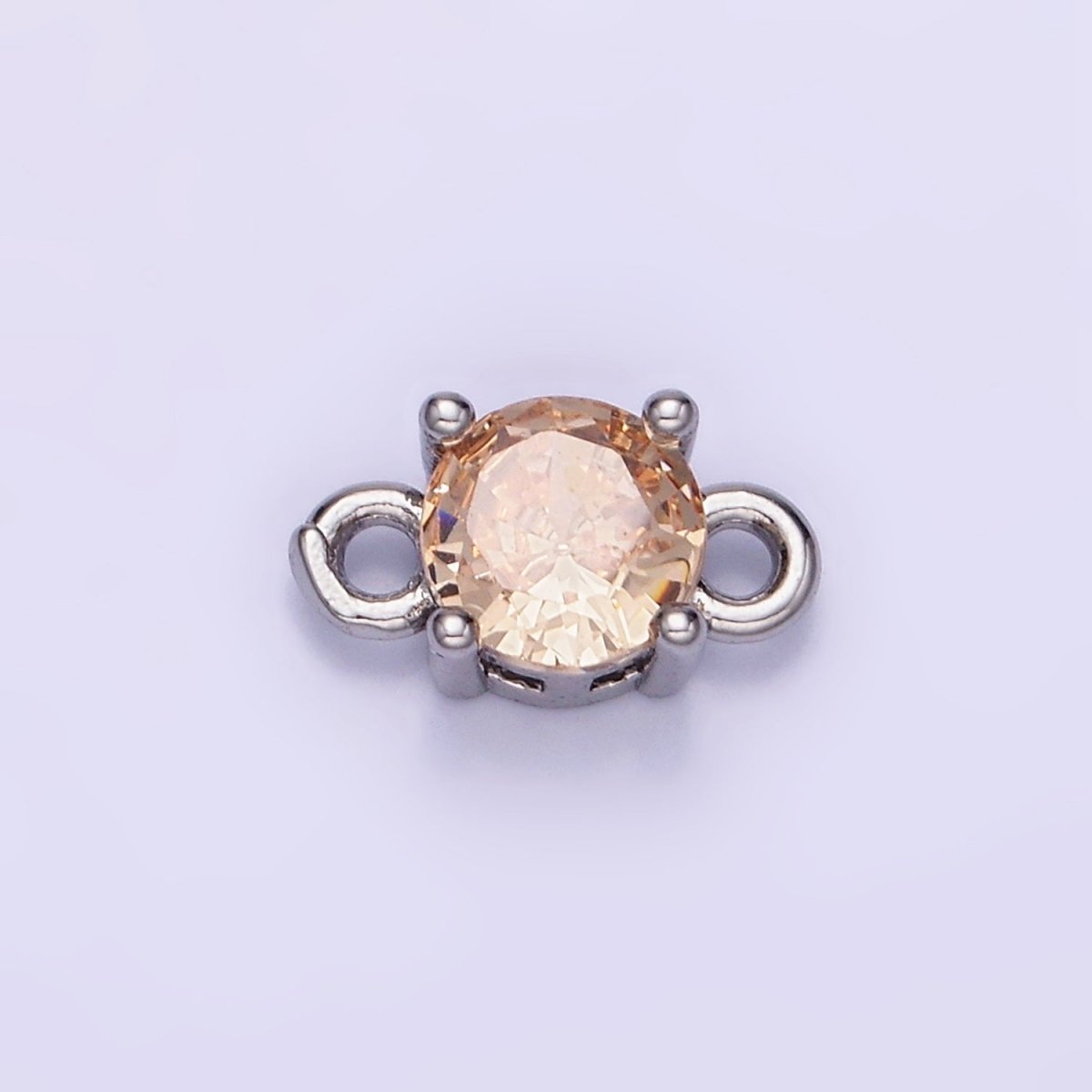 14K Gold Filled Round Birthstone CZ Solitaire Connector in Gold &amp; Silver | G297 - G308