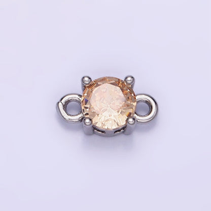 14K Gold Filled Round Birthstone CZ Solitaire Connector in Gold &amp; Silver | G297 - G308