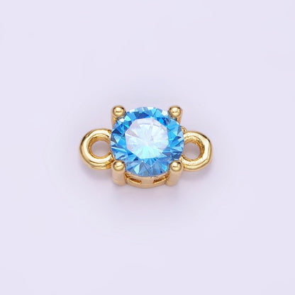 14K Gold Filled Round Birthstone CZ Solitaire Connector in Gold &amp; Silver | G297 - G308
