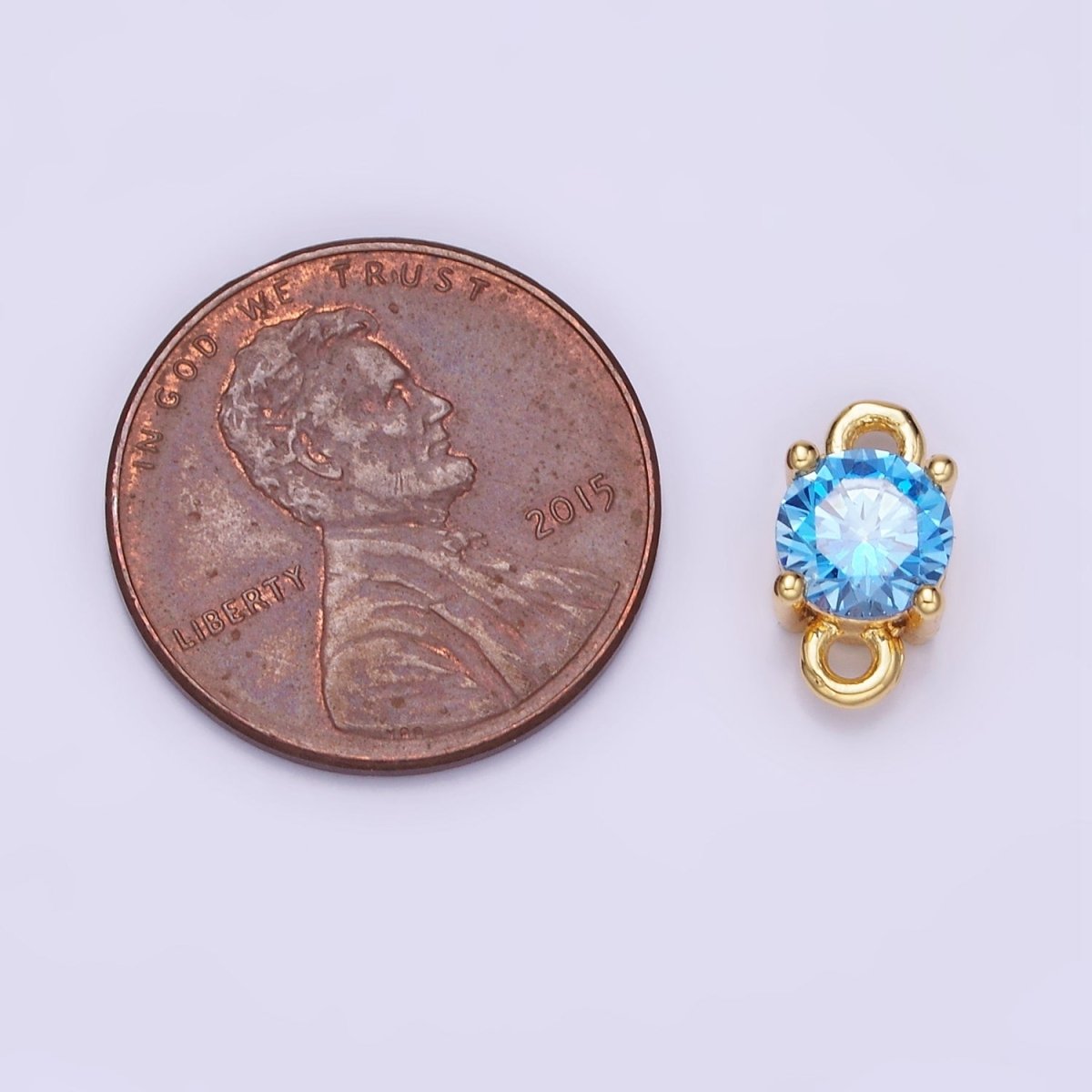 14K Gold Filled Round Birthstone CZ Solitaire Connector in Gold &amp; Silver | G297 - G308
