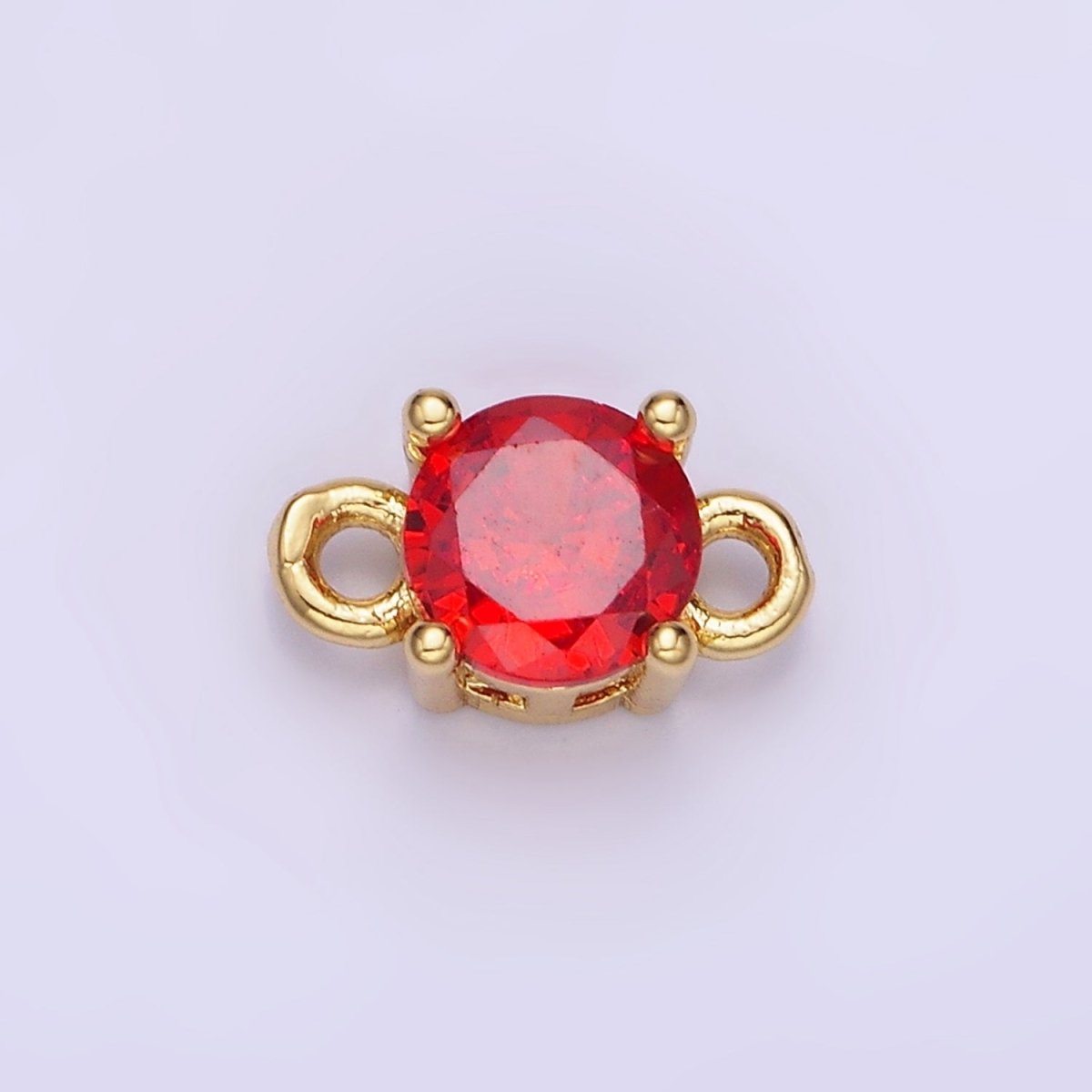 14K Gold Filled Round Birthstone CZ Solitaire Connector in Gold &amp; Silver | G297 - G308