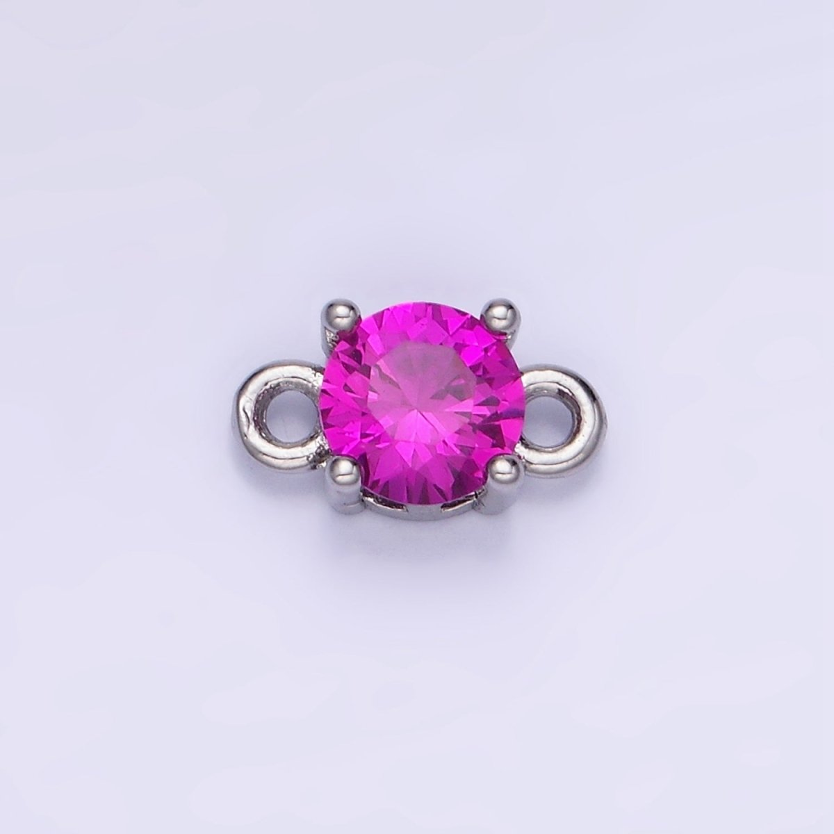 14K Gold Filled Round Birthstone CZ Solitaire Connector in Gold &amp; Silver | G297 - G308