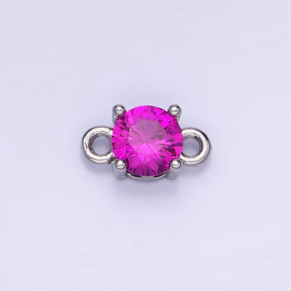14K Gold Filled Round Birthstone CZ Solitaire Connector in Gold &amp; Silver | G297 - G308