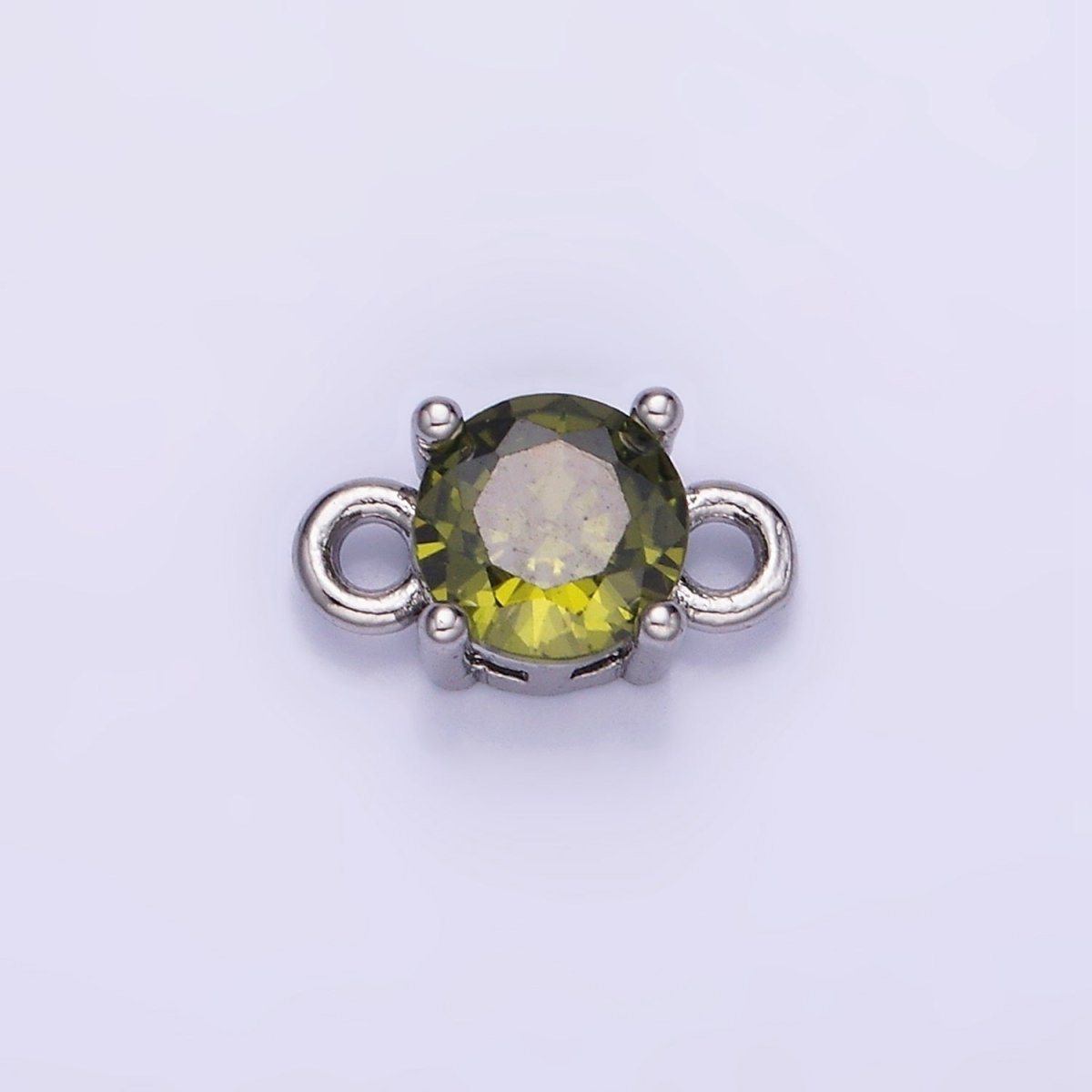 14K Gold Filled Round Birthstone CZ Solitaire Connector in Gold &amp; Silver | G297 - G308