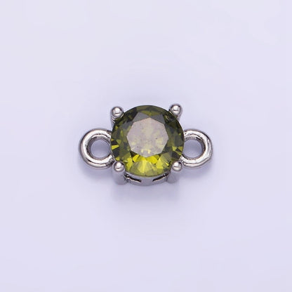 14K Gold Filled Round Birthstone CZ Solitaire Connector in Gold &amp; Silver | G297 - G308
