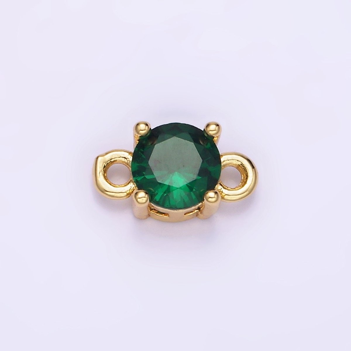 14K Gold Filled Round Birthstone CZ Solitaire Connector in Gold &amp; Silver | G297 - G308