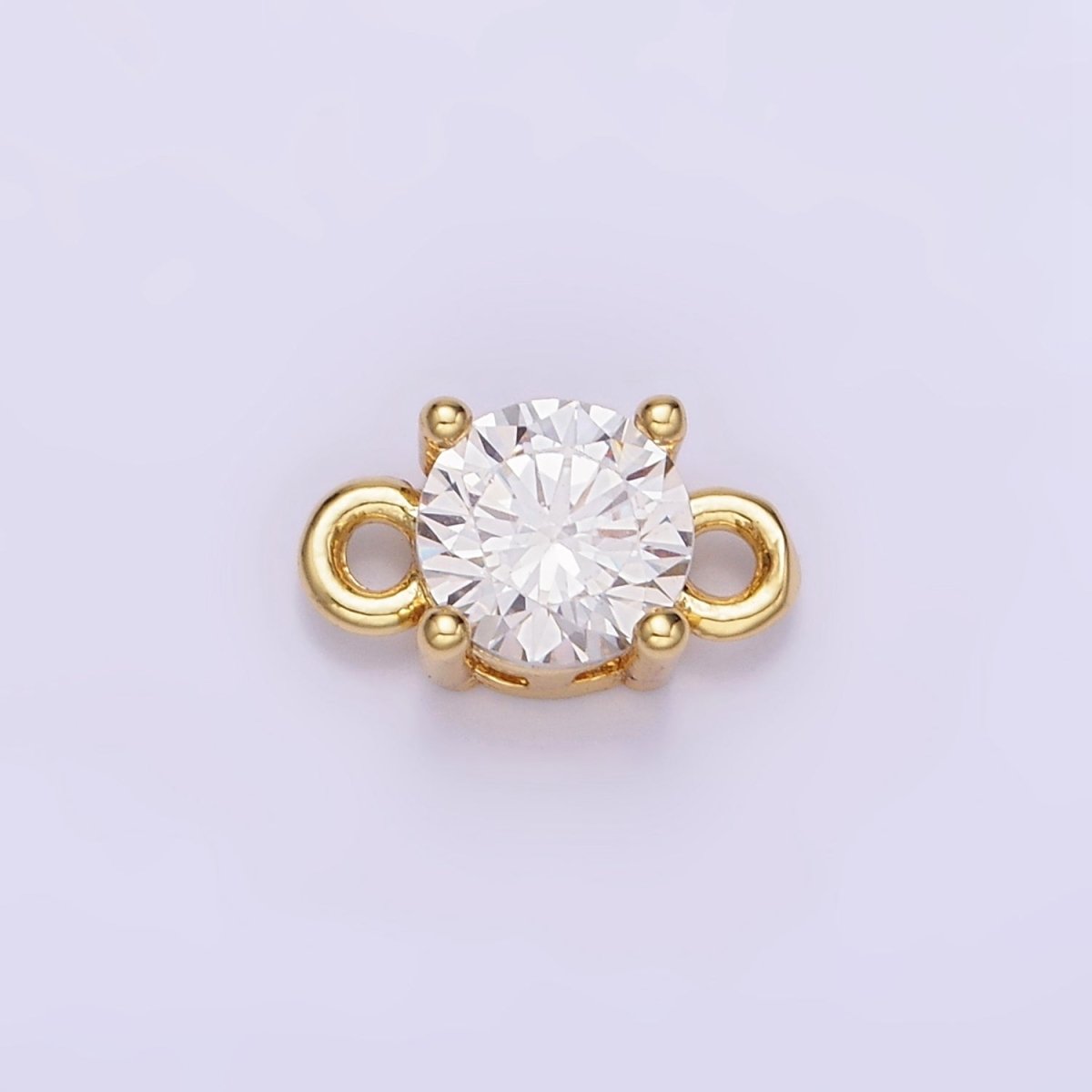 14K Gold Filled Round Birthstone CZ Solitaire Connector in Gold &amp; Silver | G297 - G308