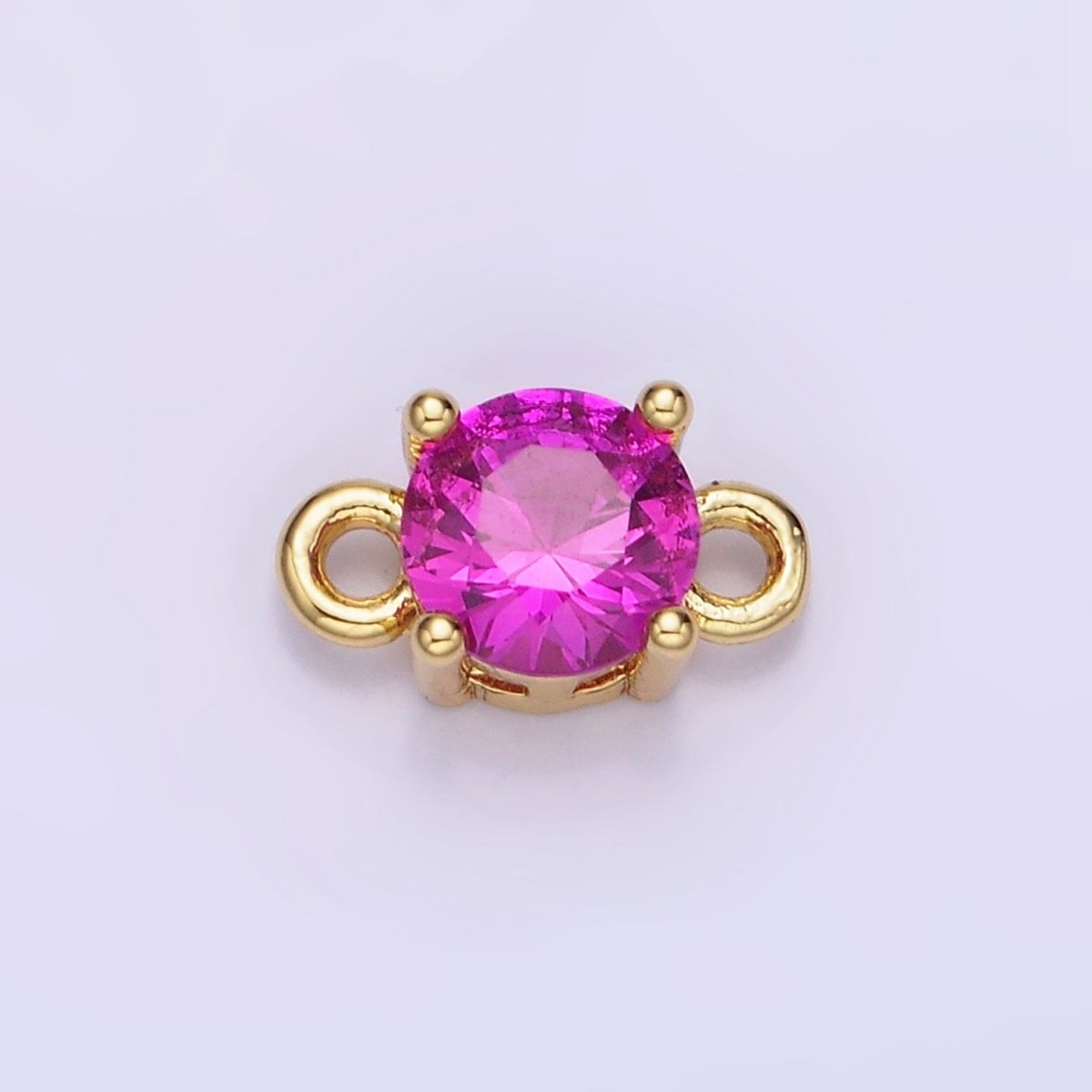 14K Gold Filled Round Birthstone CZ Solitaire Connector in Gold &amp; Silver | G297 - G308