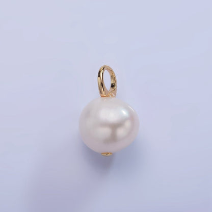 14K Gold Filled Round White Freshwater Pearl Drop Pendant | P1711