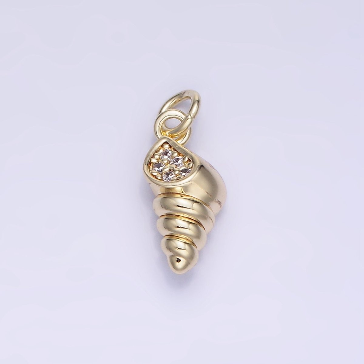 14k Gold Filled Seashell 15mm CZ Mini Shell Charm | AG-674