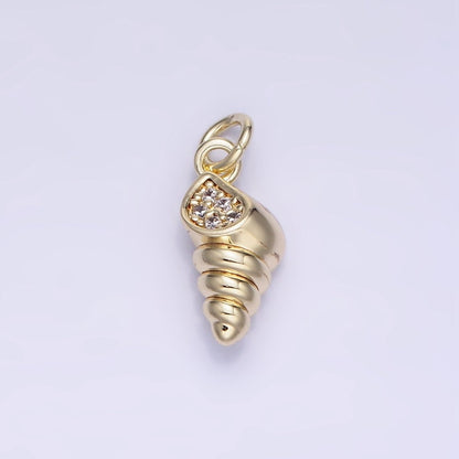 14k Gold Filled Seashell 15mm CZ Mini Shell Charm | AG-674