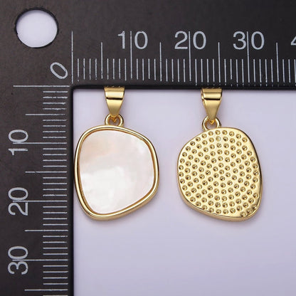 14K Gold Filled Shell Pearl Abstract Bezel Pendant | N1950