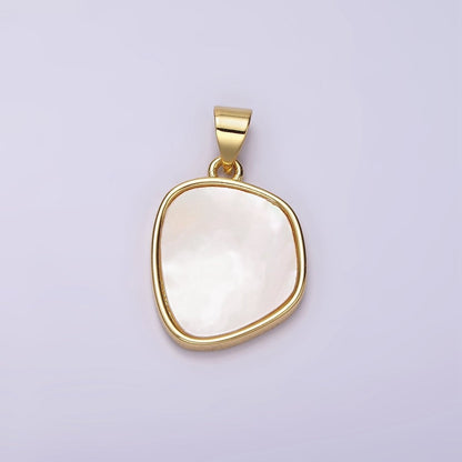 14K Gold Filled Shell Pearl Abstract Bezel Pendant | N1950