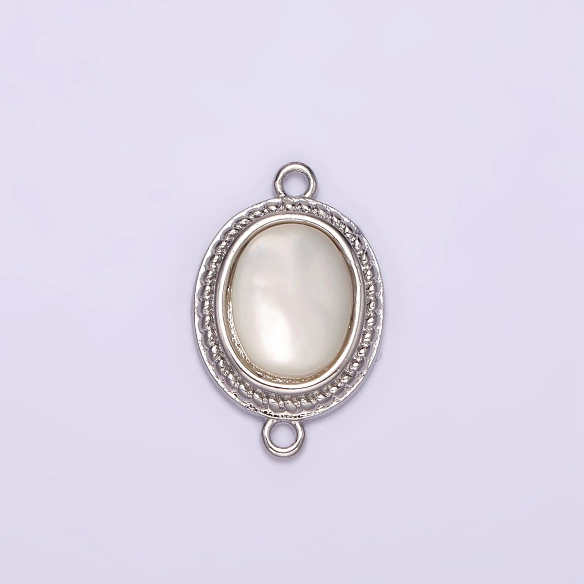 14K Gold Filled Shell Pearl Braided Bezel Oval Connector in Gold &amp; Silver | G264