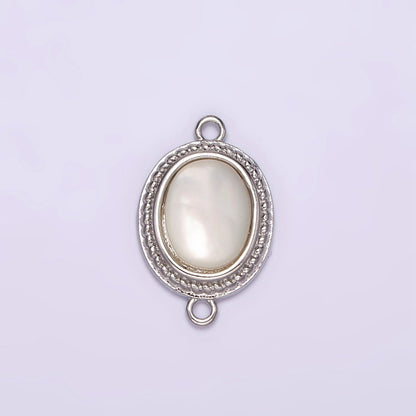 14K Gold Filled Shell Pearl Braided Bezel Oval Connector in Gold &amp; Silver | G264