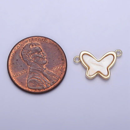 14K Gold Filled Shell Pearl Butterfly Mariposa Animal Connector | Y-875