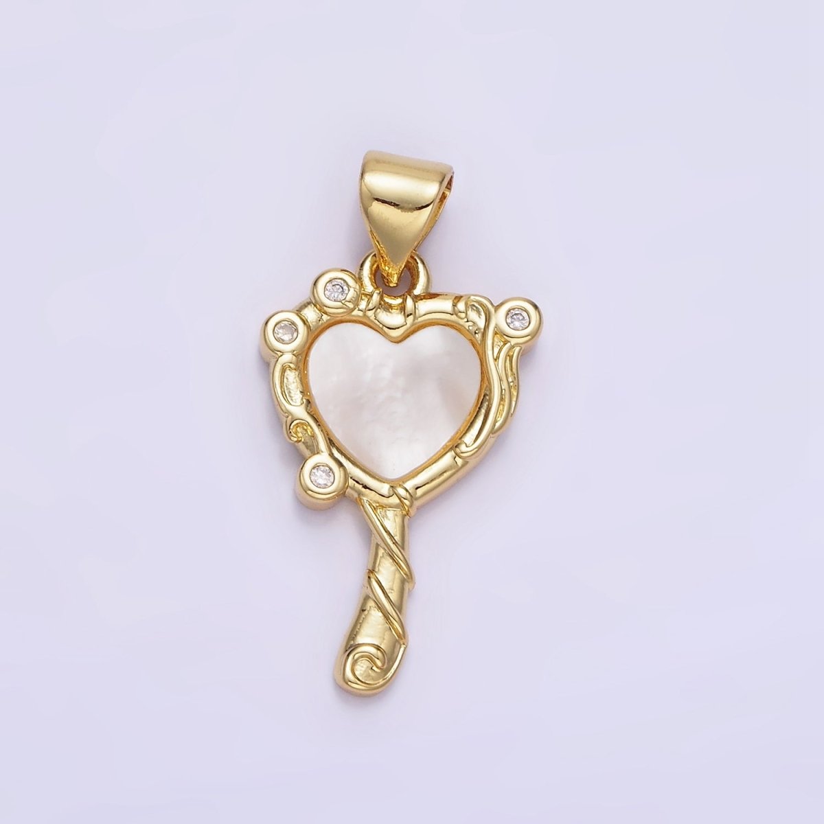 14K Gold Filled Shell Pearl CZ Molten Heart Pendant in Gold &amp; Silver | AA1189