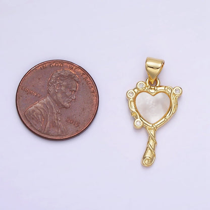 14K Gold Filled Shell Pearl CZ Molten Heart Pendant in Gold &amp; Silver | AA1189