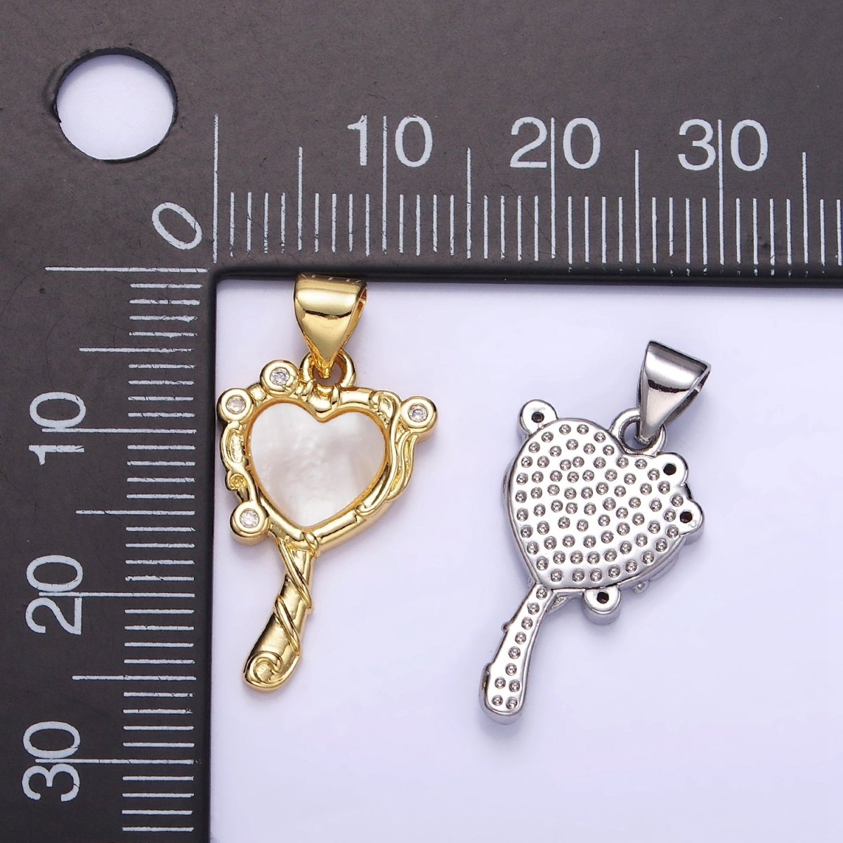 14K Gold Filled Shell Pearl CZ Molten Heart Pendant in Gold &amp; Silver | AA1189